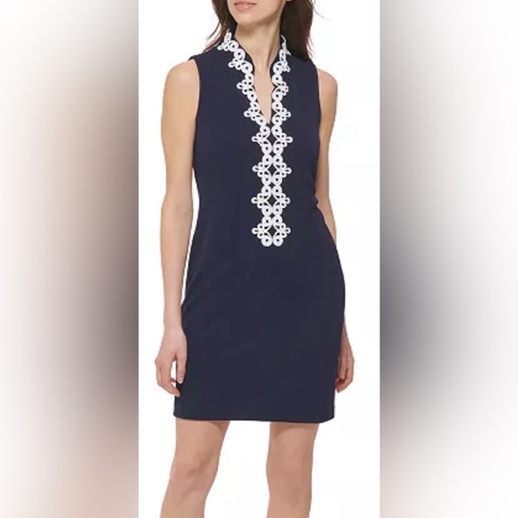 Jessica Howard Dresses & Skirts - Jessica Howard Navy Mini Dress with White Embroidered Placket